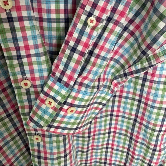 Peter Millar Cotton Plaid Button Down Shirt Size M - Picture 6 of 13